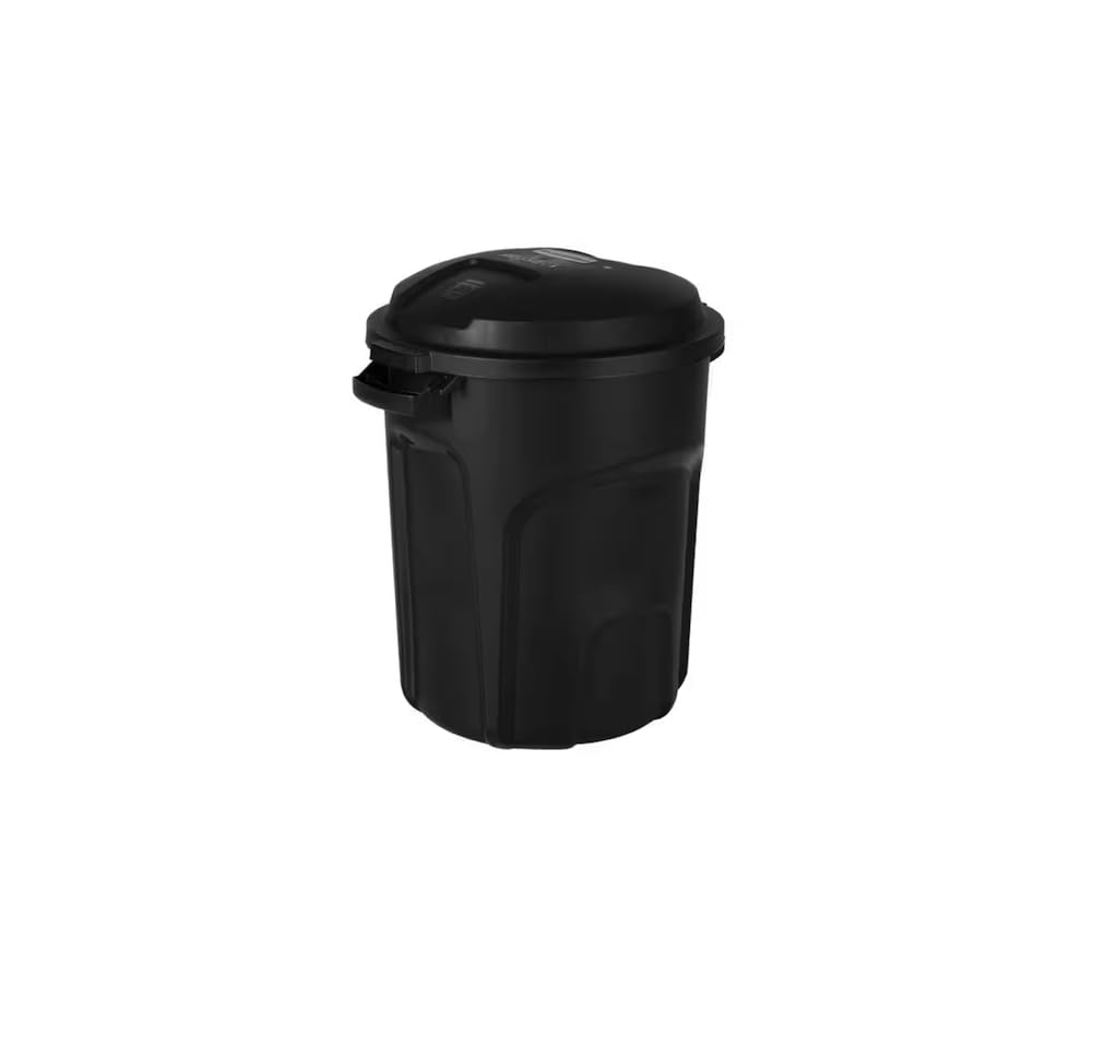 Generic 20 Gallon Black Vented Outdoor Trash Can with Lid ZQ45372, like an amage