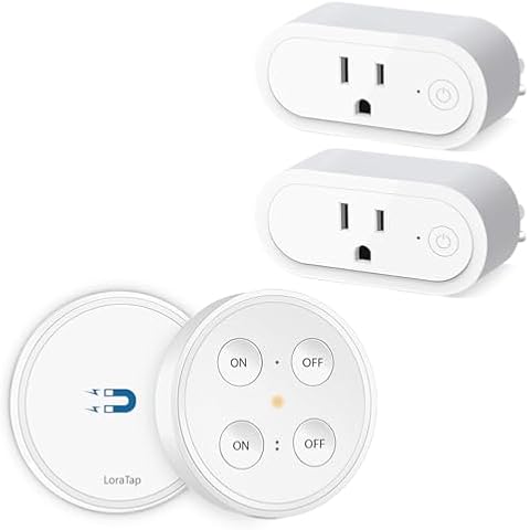 LoraTap Remote Control Outlet Plug Adapter (2 Pack) with Dual Remote, 100ft Range Wireless Switch for Lights and Household Appliances, No Hub Required, 16A/1760W, White, 2 Years Warranty Cover