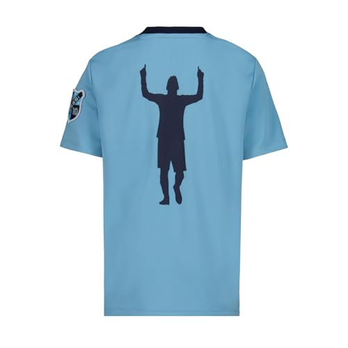 Image of Messi Boys' Lifestyle Short Sleeve Top, Loose-fit V-Neck Shirt with Logo, Comfortable