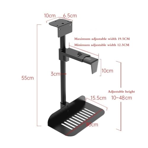 Soporte para CPU de escritorio ajustable, montaje bajo escritorio y en pared, soporte giratorio de 360° con bloqueo seguro para torre de computadora miniatura 2