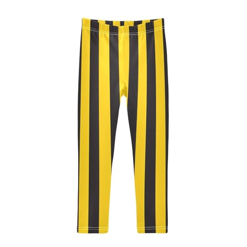 Toddler Girls Leggings Printed Yoga Pants Leggings Yellowand Black Stripe for Kids
