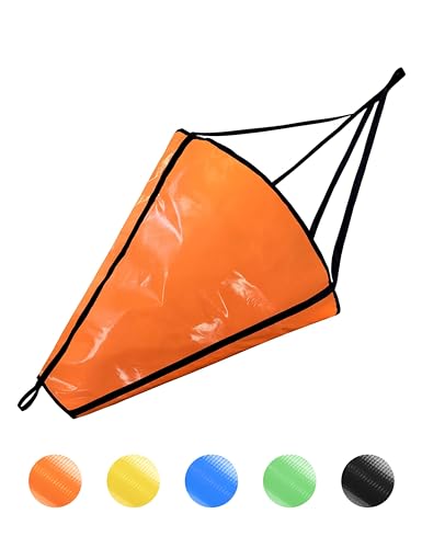 BLUEWING 32in Sea Anchor Drift Sock 840D Nylon Parachute Fishing Drogue for Marine Boat/Jet Ski/Sail Orange