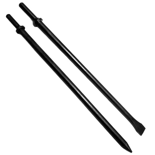 Image of Pneumatic Cold Chisel Set, 3 /4 inch Width 18 inch Long Air Pneumatic Hammer, Flat and Point Chisels with Round Collar for Concrete and Tile, Air Hammer Punch Chipping Bits Tool, Cr-Mo Alloy Steel
