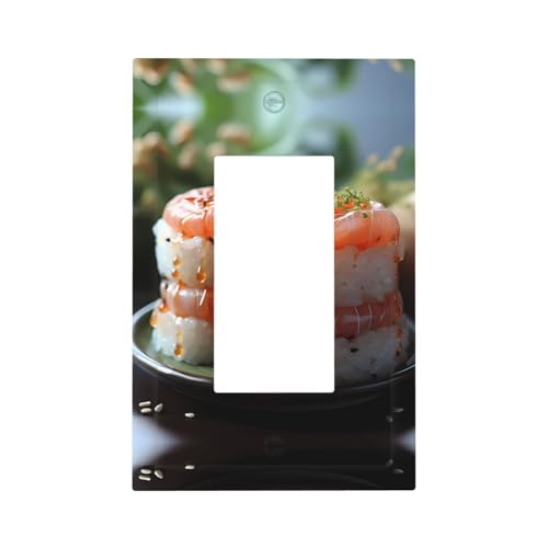 ModernFresh Salmon Sushi - Cubiertas decorativas para interruptores, paneles de pared duraderos para interruptores de luz y enchufe