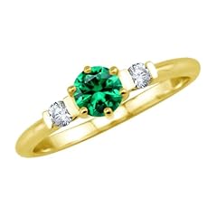 Created Nano Green Emerald-Yellow Gold Plated
