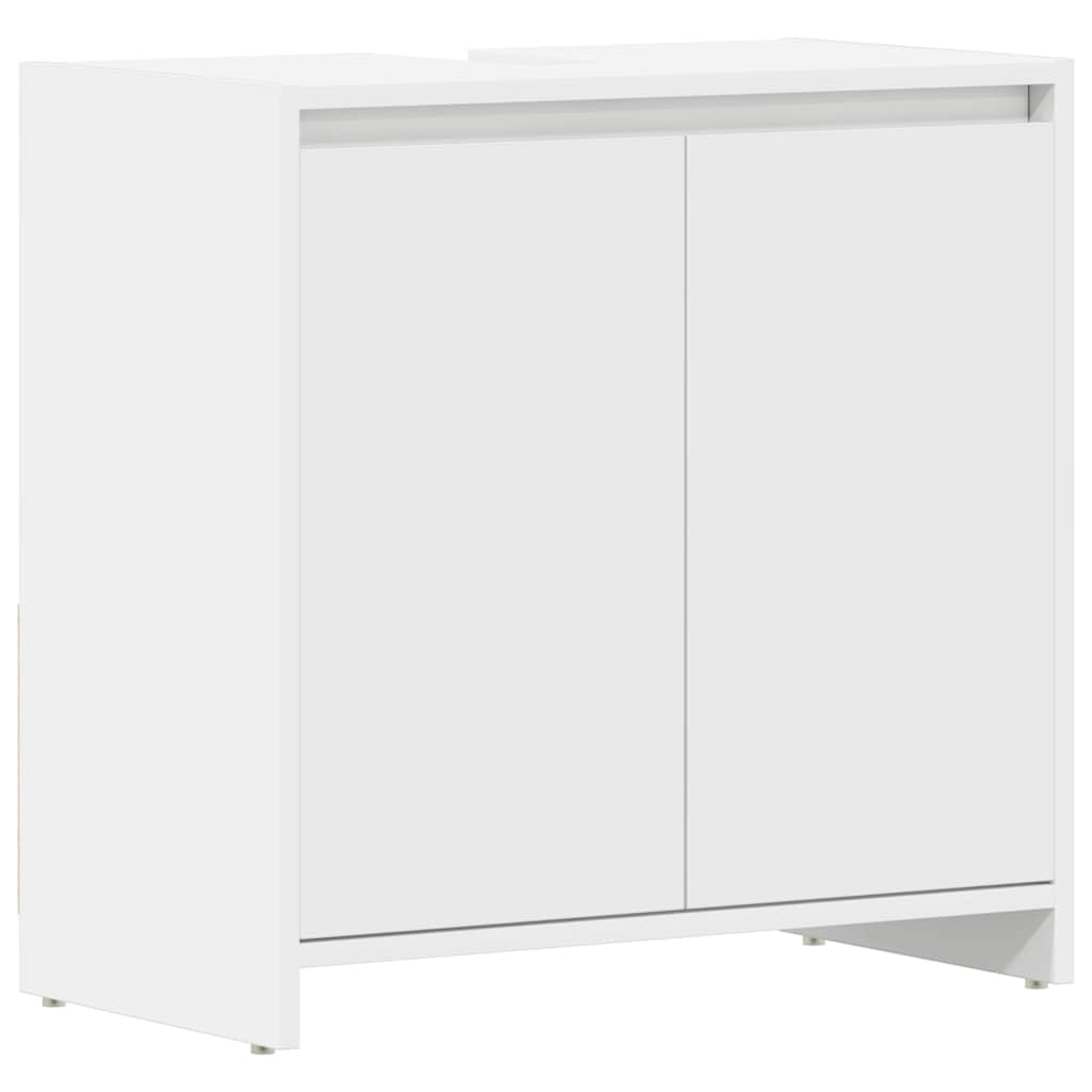 Badezimmerschrank Weiß 60x33x61 cm Holzwerkstoff | 1 Fach, 2 Türen, Stauraum für Badezimmer, pflegeleicht mit feuchtem Tuch