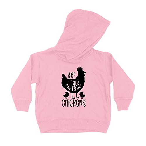 Yep I Talk to Chickens Kids Hoodie Sweatshirt Toddler 4T Light Pink