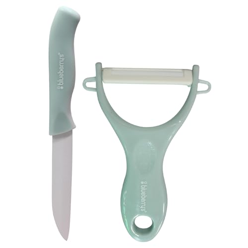 Image of Blueberry's Combo Ceramic and Ceramic Knife Set /Sharp and Hygienic Vegetable Fruit Peeler Slicer Set -Peeler (Combo)