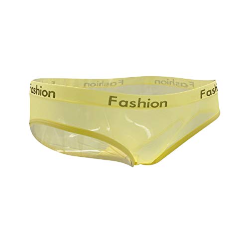 最安値 レディース ガールズ 女性用 透け感下着 セクシー ショーツ 通気性 シースルー パンティ 全7色 イエローの価格比較