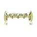 24K Gold Plated Grillz Bottom Vampire Fangs Grill Hip Hop Teeth Caps + Extra Molding Bars + Microfiber Cloth