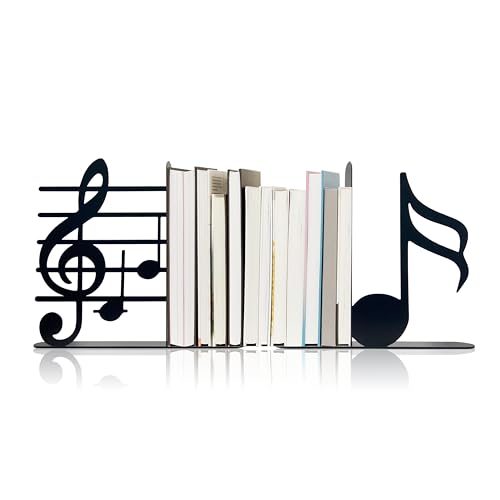 Unique Metal Music Themed Book Ends, Musical Note Bookend, Decorative Bookends, Bookshelf Holder, Metal Bookend, Unique Bookends, Music Gifts for Music Lovers