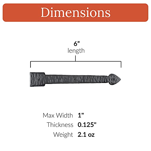 2 Pack 6 inch Faux Decorative Strap Hinge Black Decorative Strap Hinge Wrought Iron Strap Barn Door Strap Hinges Wrought Iron Hinges Shutter Hinges The Colonial Series by Borderland Rustic Hardware