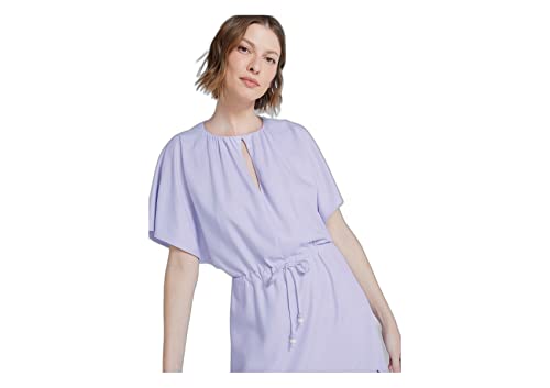 Vestido Midi Amplo Com Fenda - Lilás P