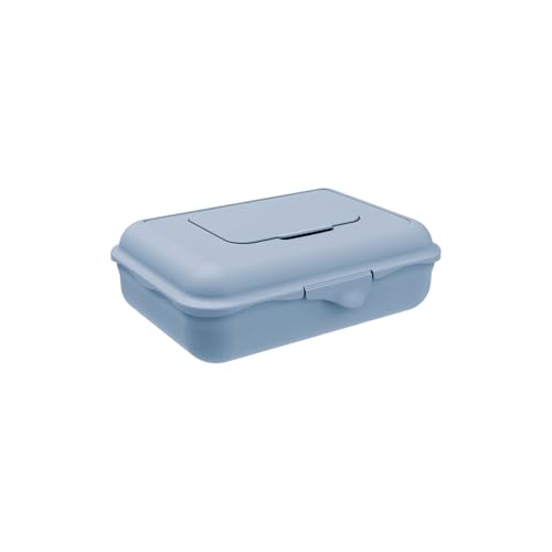 Rotho Babydesign Feuchttücherbox Blau 1.25L – Große Aufbewahrungsbox für Feuchttücher, Babytücher & Reinigungstücher – Nachfüllbarer, luftdichter Spender