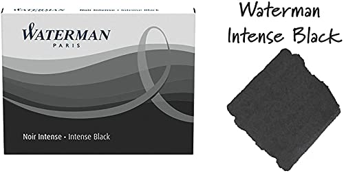 Image of WATERMAN PARIS Fountain Pen Ink Cartridges Refill Intense Black Pack of 2 WAT52021 Smooth Flowing and Long Lasting Inks