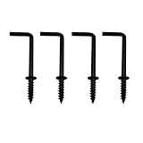 IDEALSV 50 Pcs Black 1-1/4 Inch 1 Shape Screw Hooks L Shape Hooks Vintage 7 Shape Right Angle Medal Hook