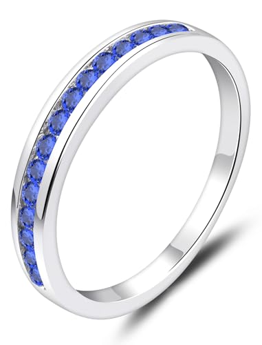 YL Stackable Rings 925 Sterling Silver Halo Birthstone Eternity Bands Jewelry for Women