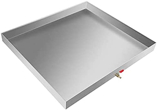 Heavy Duty 304 Stainless Steel Washer Machine Drip Drain Pan Floor Tray With Anti-slip Bottom Pad, With Drain Hole,27 X 25 X 2.5 Inch