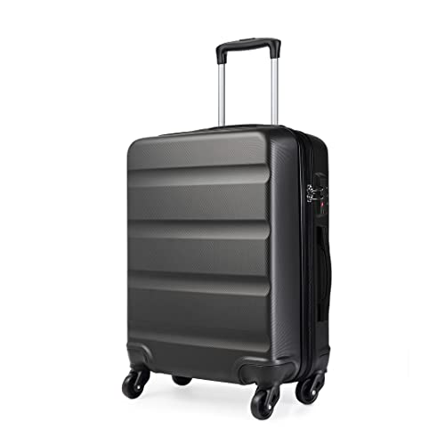 Kono Valise Moyenne Taille 66 cm Rigide Légere à 4 roulettes Pivotantes avec Serrure à Combinaison, Gris
