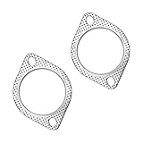 povtii 2 PCS Car Exhaust Gasket, 3.0'×4.3' Stainless Steel High-Temp Resistant Exhaust Gasket Replacement, 2-Bolt Standard Oval Exhaust Flange Gasket for Axleback, Car Accessories (3 Inch)