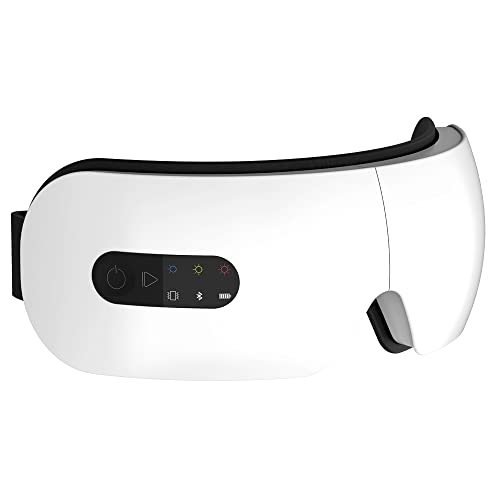 Eye Massager with Heat, Bluetooth Music Rechargeable Eye Heat Massager for Relax Eye Strain Dark Circles Eye Bags Improve Sleep, Valentines Day Gifts for Him Her (White)