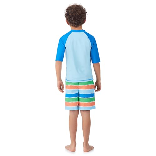 Image of Saint Eve Kids 2 Piece Swim Suit Short & Trunks Set with UPF 50+ Protection - Rash Guard Swimsuit Top & Shorts Sets for Boys