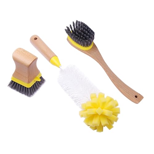 ERINGOGO 1Set Kitchen Scrubber Cleaning Brushes for Cookware Includes Handheld Scrubber Long Handle Brush and Cup Brush No Odor Durable Easy to Clean