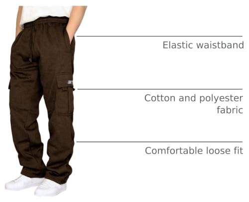 Image of Men's Cargo Sweatpants Casual Fleece Joggers Loose Fit Open Bottom Athletic Pants for Men with Pockets