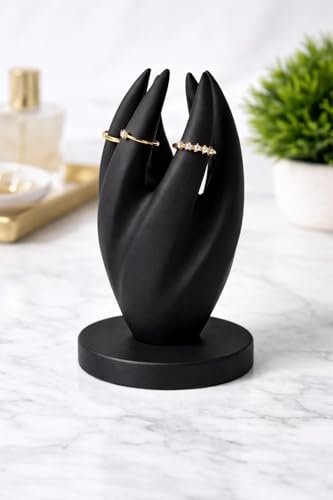 Image of Premium Black Hand Ring Holder Stand | 3D Printed Jewelry Display for Rings | Durable Lightweight Plastic Organizer | Space Saving Ring Stand for Home, Shop, Exhibition & Dressing Table(Black Color)