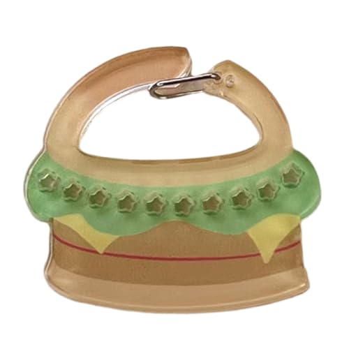 GMBYLBY Portachiavi portatile in acrilico con ciondolo a forma di libro, accessorio per zaino per tutti i giorni, Hamburger 1, M