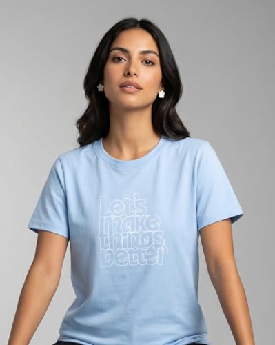 Image of Nobero Women's Graphic Printed T-Shirt | Regular Fit 180 GSM Cotton Tee for Women | Comfortable Round Neck Casual Wear