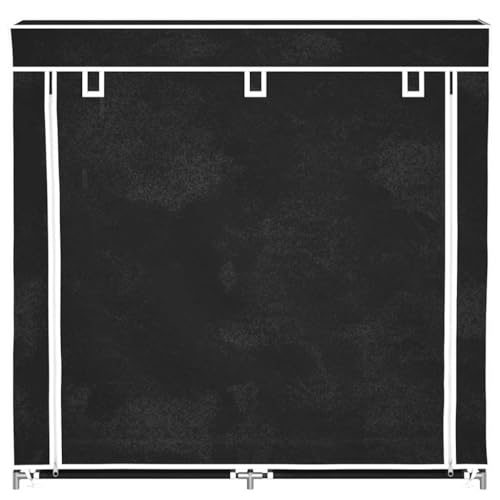 Double étagère à chaussures grand format en tissu avec couvercle zippé noir - 6