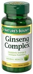 Nature's Bounty Complejo de ginseng cápsulas de salud herbaria 75 ea (paquete de 3)