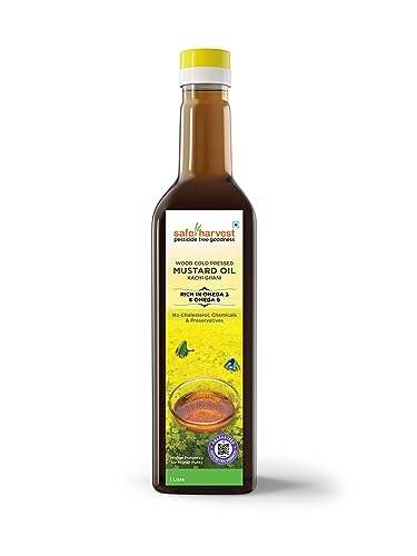 Image of Safe Harvest Pesticide Free Wood Cold Pressed Mustard Oil /Kolhu, High Pungency, Rich in Omega 3 and 6