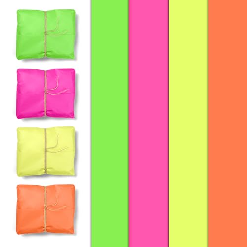 NICROHOME EUR 24 folhas de papel de seda neon, papel de embrulho de tecido brilhante de 4 cores para
