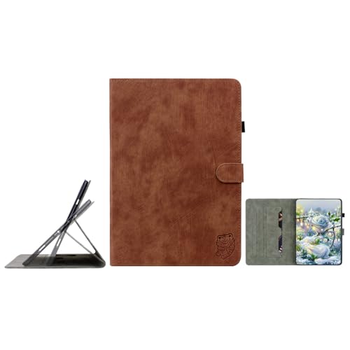 Cas Lenovo Tab 10.1 2025 TB311 en cuir embossé tigre rétro marron