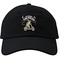 DrinkCanvas Unisex Baseball Cap, Funny Frog Witch Scooter Graphic, Adjustable Black Cotton Dad Hat, Curved Brim, Breathable Casual Outdoor Gift