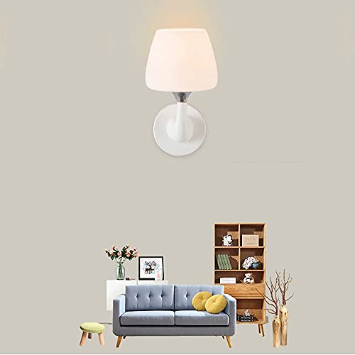 Aplique de pared industrial blanco E14 con pantalla de cristal y soporte de resina 5