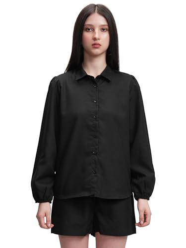 Image of Tokyo Talkies Elegant Bishop Sleeve Shirt & Shorts Co-ord Set | Chic & Effortless | Perfect for Casual & Semi-Formal Looks | Women Co-Ord Set | Co ord set for women