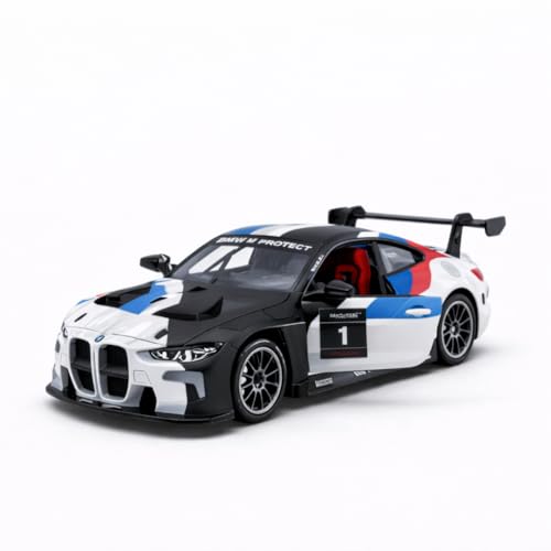 Image of Wizplex MSZ Official Licensed BMW M4 GT3 Diecast Model Car 1:32 Scale | Light & Sound | Metal Pull Back Racing Toy | Premium Display & Gift for Car Lovers (White)