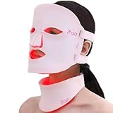 Red Light Therapy Mask for Face and Neck, 7 Colors with NIR Led Face Mask Light Therapy with Eye Protection and Remote, Rechargeable Ergonomic Design for True Anti-Aging Skincare at Home (Pink)