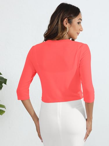 Image of Heymoments Women's Thin Shrugs 3 /4 Sleeve Lightweight Cropped Sweaters Open Front Cardigan for Dress