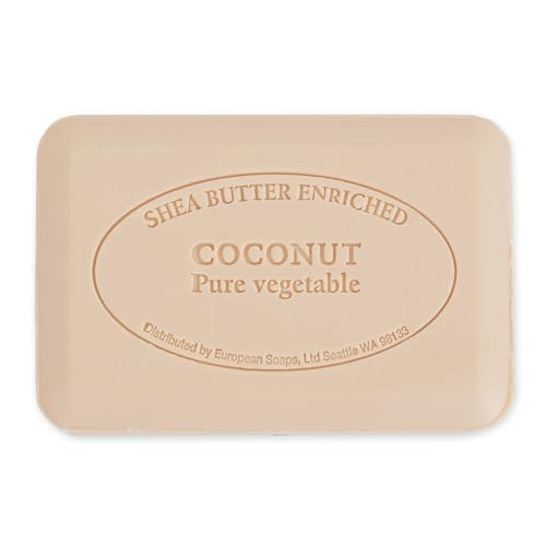 Image of Pre de Provence Artisanal Soap Bar, Enriched with Organic Shea Butter, Natural French Skincare, Quad Milled for Rich Smooth Lather, 8.8 Ounce, Coconut