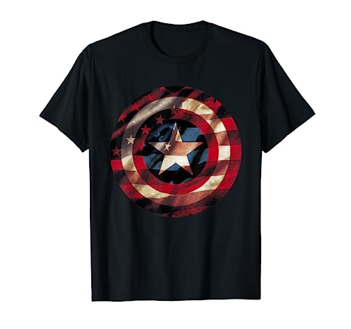 Marvel Captain America Avengers Shield Flag Maglietta
