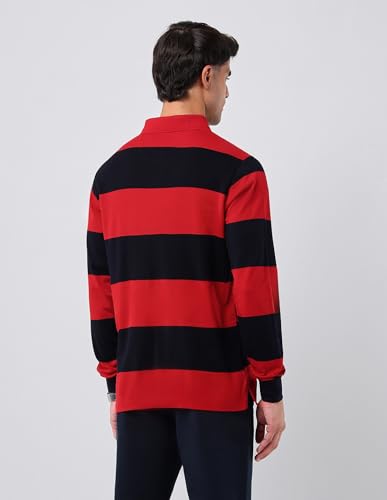Image of U.S.Polo Association Men's Horizontal Striped Regular Fit Polo Shirt (USTSH3208 Red M)