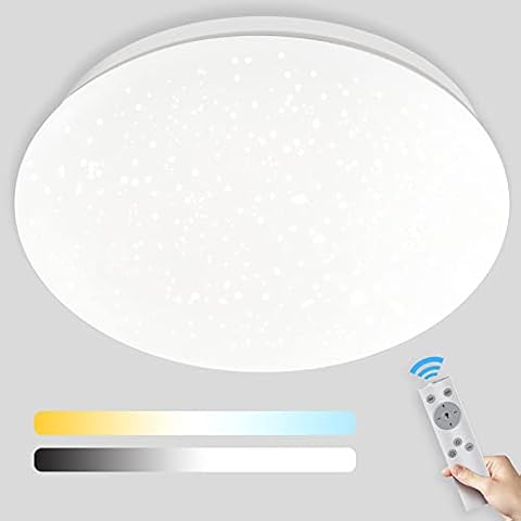 LED Ceiling Lights Dimmable Φ30cm, 1600 LM 18W Bathroom Light with Remote Control, 100W Equivalent, Dimming 2700K-6500K, Timer Function, Waterproof Bath Flush Ceiling Light for Bedroom Hallway Cover