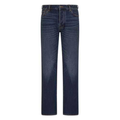 Armani Exchange Men's Relaxed Straight Fit Mid Blue Denim