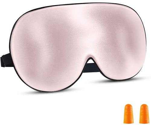 Eye Mask for Sleeping - Sleep Mask Ultra Soft and Smooth Sleeping Mask with Adjustable Strap and Ear Plug Eye Shade Cover Sleep Eye Mask Men Women - Pink