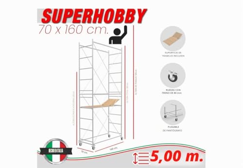 Miniatura 2 de Andamio De Acero Con Una Altura De Trabajo De 5,00m - Modèle Superhobby - Made In Italy