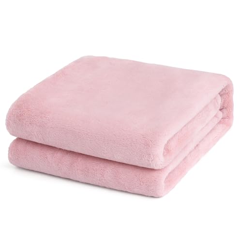 Image of LITTLE SPUD Fleece Baby Blankets Neutral for Boys and Girls, Ultra Soft Cozy 40 * 40 inch Square Bed Blanket, Lightweight Toddler Newborn Receiving Blankets for Crib Stroller, Pink